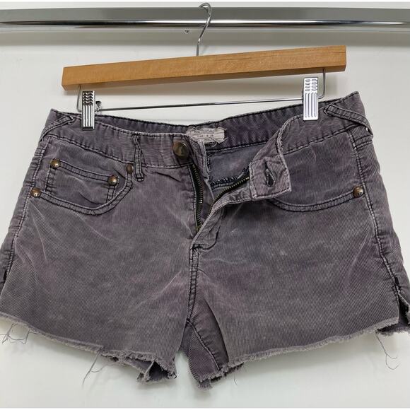 Free People Corduroy Cutoff Shorts Stone Washed Purple Maroon Size 26 - Picture 5 of 8